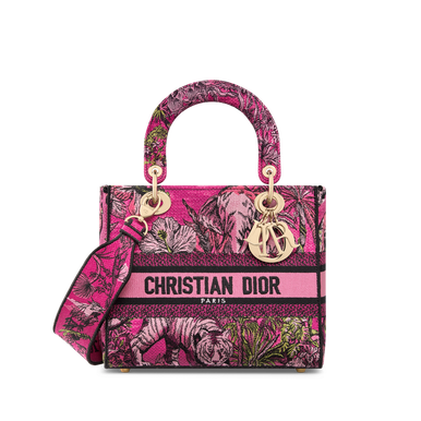 Dior - Medium Lady D-Lite Bag Pink Multicolor Toile de Jouy Voyage Embroidery - Women