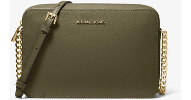 Michael Kors Jet Set Large Saffiano Leather Crossbody Bag in Brown