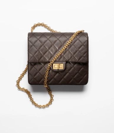 Chanel 2.55 Reissue Flap Quilted Crinkled Calfskin Gold-tone Mini Navy Blue  in Calfskin with Gold-tone - US