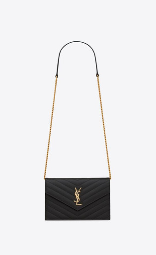 YSL black monogramme envelope chain wallet bag