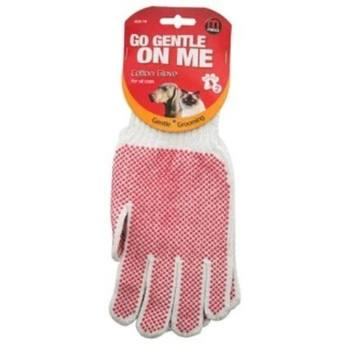 The Mikki Cotton Gloves are a specially designed textured glove with circular protrusions that cause friction between the glove and coat, allowing loose and dead hair to be gathered.

Great for grooming nervous pets, one size fits all and can be used on either right or left hand.