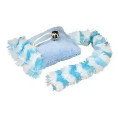 A great little blue catnip cushion for cats and kittens. the cushion also has a bell attached for extra fun at cat playtime.