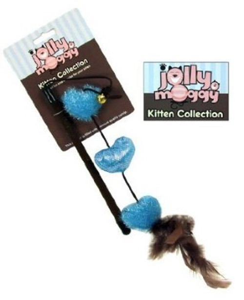 This interactive looking Jolly Moggy Kitten Collection Heart Teaser Toy in blue colour is the ideal toy which is made from pet-safe materials and suitable for cats and kittens.