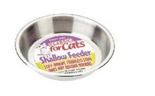 Classic stainless steel shallow cat dish, 15.5cm wide, for food or water. Its durable design is dishwasher-safe and easy to clean. Order online.