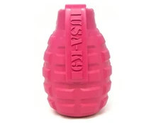 Stop puppy chewing chaos. The SodaPup K9 Puppy Grenade holds treats to keep dogs focused. It's durable and fun. Order yours today at Elliot's Pet Warehouse.