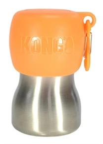 Looking for a sturdy dog water bottle? The KONG H2O 280ml stainless steel flask is built to last. Grab this orange travel bottle for your next outing.