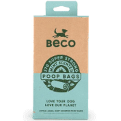 Eco friendly dog poo bags in a giant 270 pack
Mint scented, strong and  kind to the environment