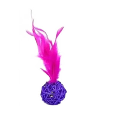 Rattan cat balls with feathers 
Great bat around toy for cats
Feathers add extra interest for playtimes