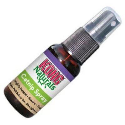 Unleash your cat's playful side with KONG Naturals® Premium Catnip Spray! Made from potent North American catnip, it's perfect for toys and scratchers