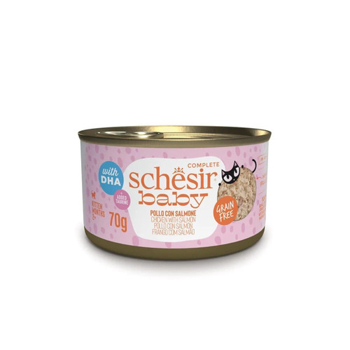 Schesir Baby Chicken and Salmon
Complete wet kitten food from the After Dark range