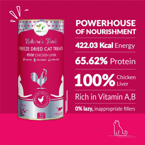 Chicken Liver freeze dried cat treats
Ideal for cats everywhere