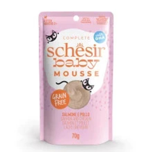 A recipe specifically for kittens, full of salmon and chicken protein, blended into a soft and velvety mousse.
Part of the Schesir After Dark range