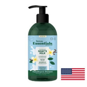 Discover TropiClean Goat's Milk Shampoo for dogs and cats. This gentle, sulfate-free formula cleanses while enriching your pet's coat with natural ingredients.