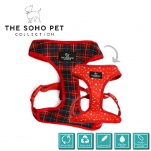 Soft harness with reversible design
Stars or tartan the choice is yours