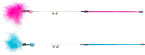 Feather cat tickler with bells
Available in pink or blue