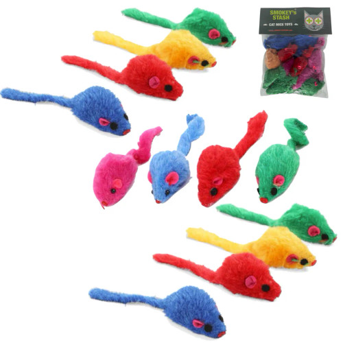Get 12 high-quality catnip mini mice from Smokey's Stash. They lure cats into play and exercise. Give your pet the best. Buy a bulk pack today.