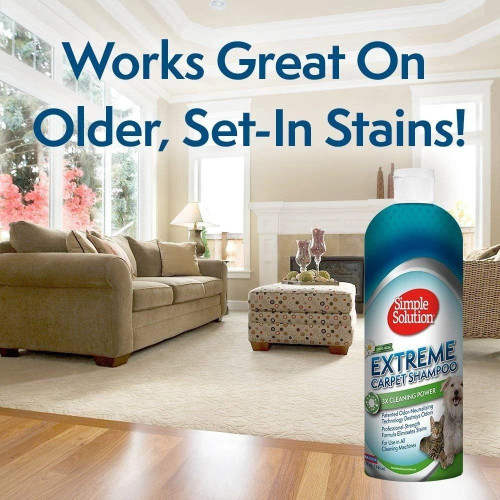 Discover the power of Simple Solution Extreme Carpet Shampoo! Eliminate tough pet stains and odors safely, leaving your carpets fresh and inviting.