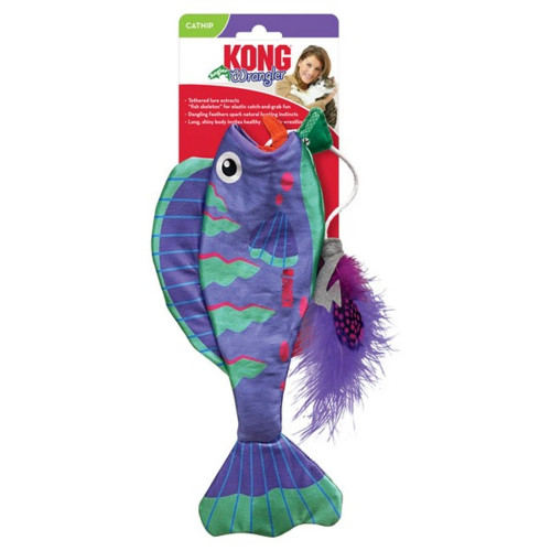 Keep your feline entertained for hours with the KONG Wrangler Angler Fish! Its crinkling sounds and feathery lure make every pounce a thrilling adventure