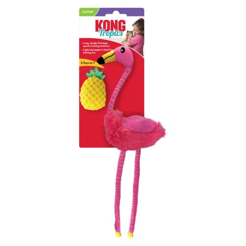 Unleash tropical fun for your cat with the KONG Tropics Flamingo and Pineapple Toy Set! Premium catnip and engaging sounds ensure hours of playful entertainment.