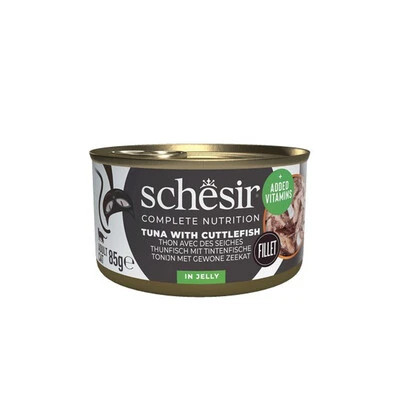 Treat your cat to Schesir Complete Nutrition Tuna with Cuttlefish in Jelly Cat Can 85g — natural, high-protein, low-grain meal with added vitamins. Buy now!