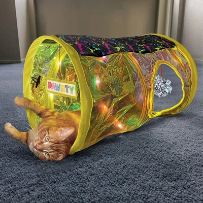  Unleash your cat's energy with the KONG Rave Cave! This fun-filled tunnel features engaging sounds, lights, and a cozy retreat for your furry friend to enjoy.