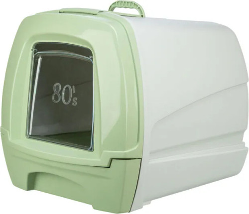 Discover the Trixie Cat Litter Tray EasyDraw in chic grey and green. Its removable tray and carbon filter ensure easy cleaning and odor control for your cat.