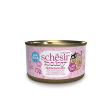 Feed your kitten Schesir Baby Wet Kitten Food Chicken/Liver 70g cans — real chicken & liver, DHA-rich, grain-free broth. Buy now for healthy, happy kittens!