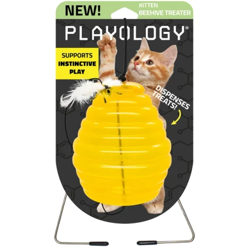 The Playology Hanging Beehive Cat Treat Dispenser gives curious cats a playful way to work for snacks