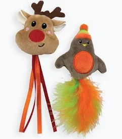 Happy Pet Christmas Friends Cat Toys Twin Pack gives your cat two Christmas characters to bat and chase: a robin and reindeer. Shop the festive pair.
