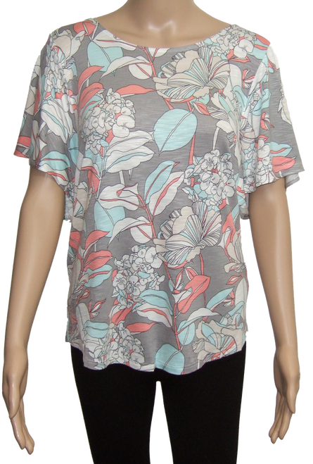 Batwing Short Sleeve Floral Top. Ex M-S