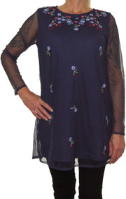 Embroidered Tunic with Sheer Long Sleeves. Ex Next