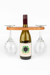 Wine Bottle 2 Glass Holder - African Mahogany