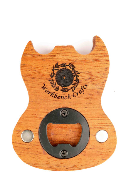 SG-Style guitar shaped bottle opener made from African Mahogany