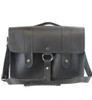 15" Large Executive Alpine Briefcase in Distressed Black Buffalo Leather 