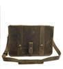15" Large Voyager Briefcase - Distressed Brown Buffalo Leather