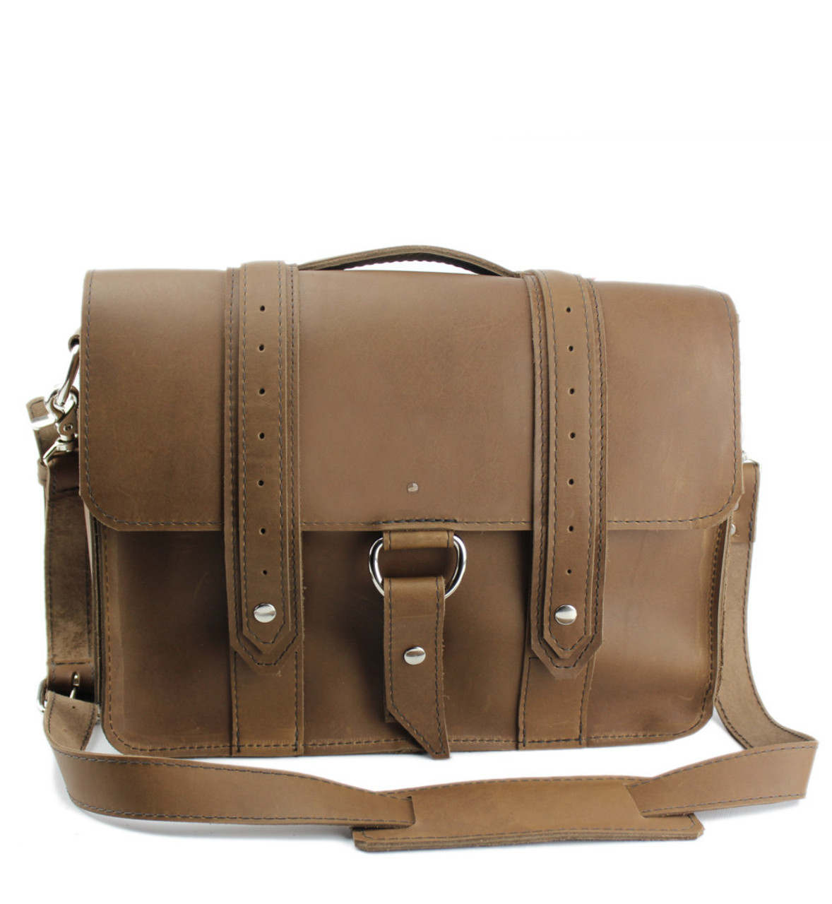 14 Medium Voyager Laptop Bag in Brown Leather