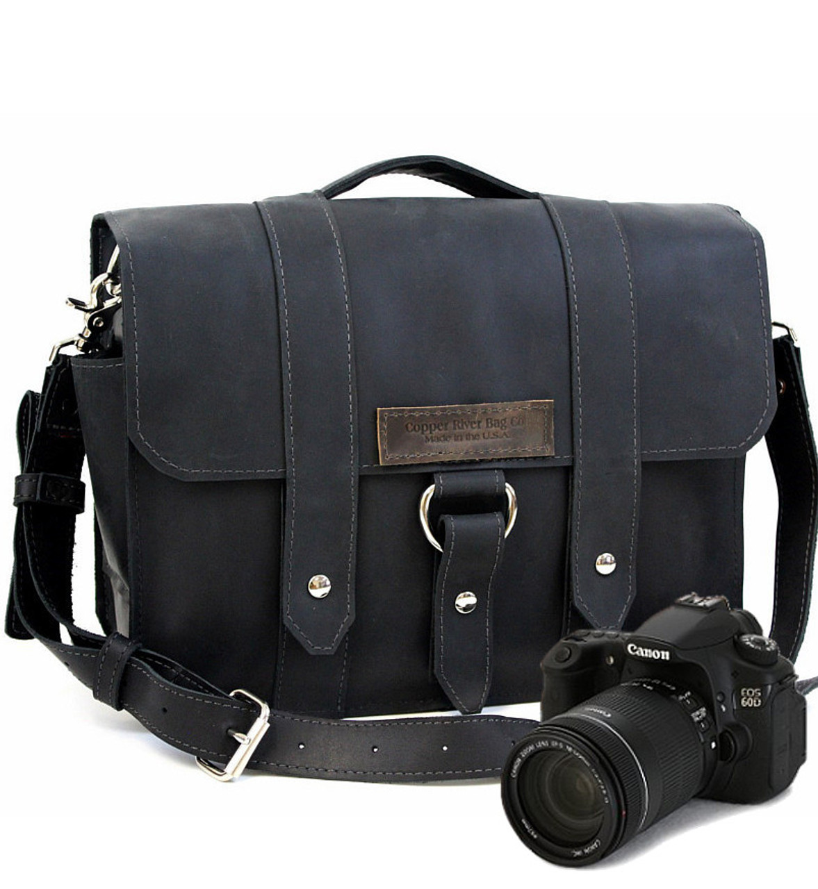 camera leather travel bag