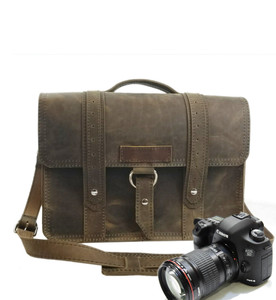 15" Large Sonoma Voyager  Camera Bag in Distressed Tan Oil Tanned Leather