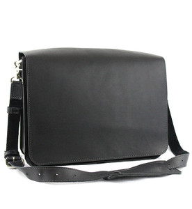 15" Large Sierra Mission Laptop Bag in Distressed Black Buffalo Leather