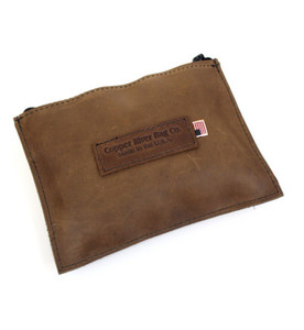 Leather Utility Zip Pouch - large - Brown Leather