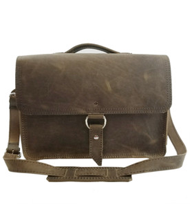 15" Large Sierra Midtown Laptop Bag in Distressed  Brown Buffalo Leather