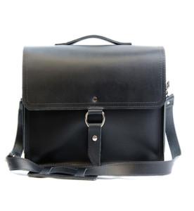 10" Vintage Midtown Safari Satchel in Distressed Black Buffalo Leather