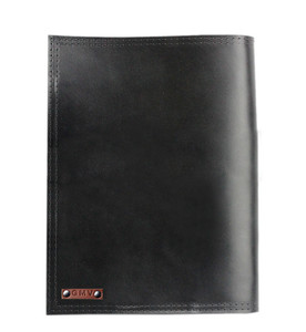 Left handed 8.5 X 11 Classic Padfolio in Distressed Black Buffalo Leather