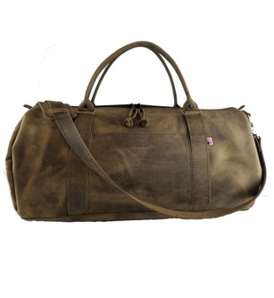 20" Leather Duffel Travel Bag in Distressed Tan Oil Tanned Leather