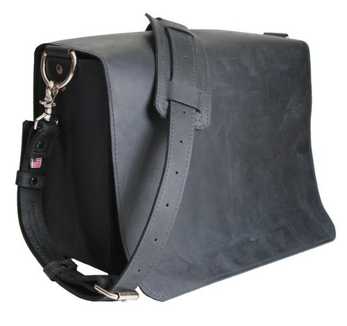 14" Medium Mission Briefcase in Black Napa Excel Leather