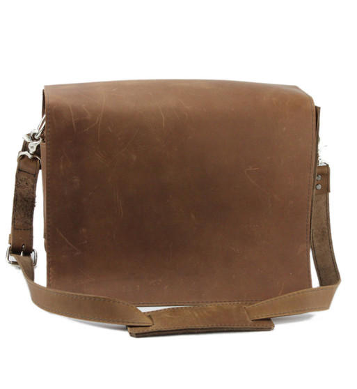10" Small Safari Mission iPad (Tablet) Bag in Brown Oil Tanned Leather