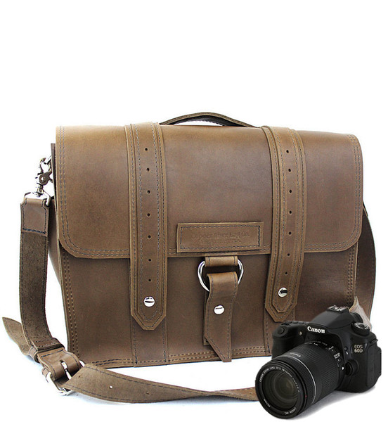 14" Medium Newport voyager Camera Bag in Brown Oil Tanned Leather