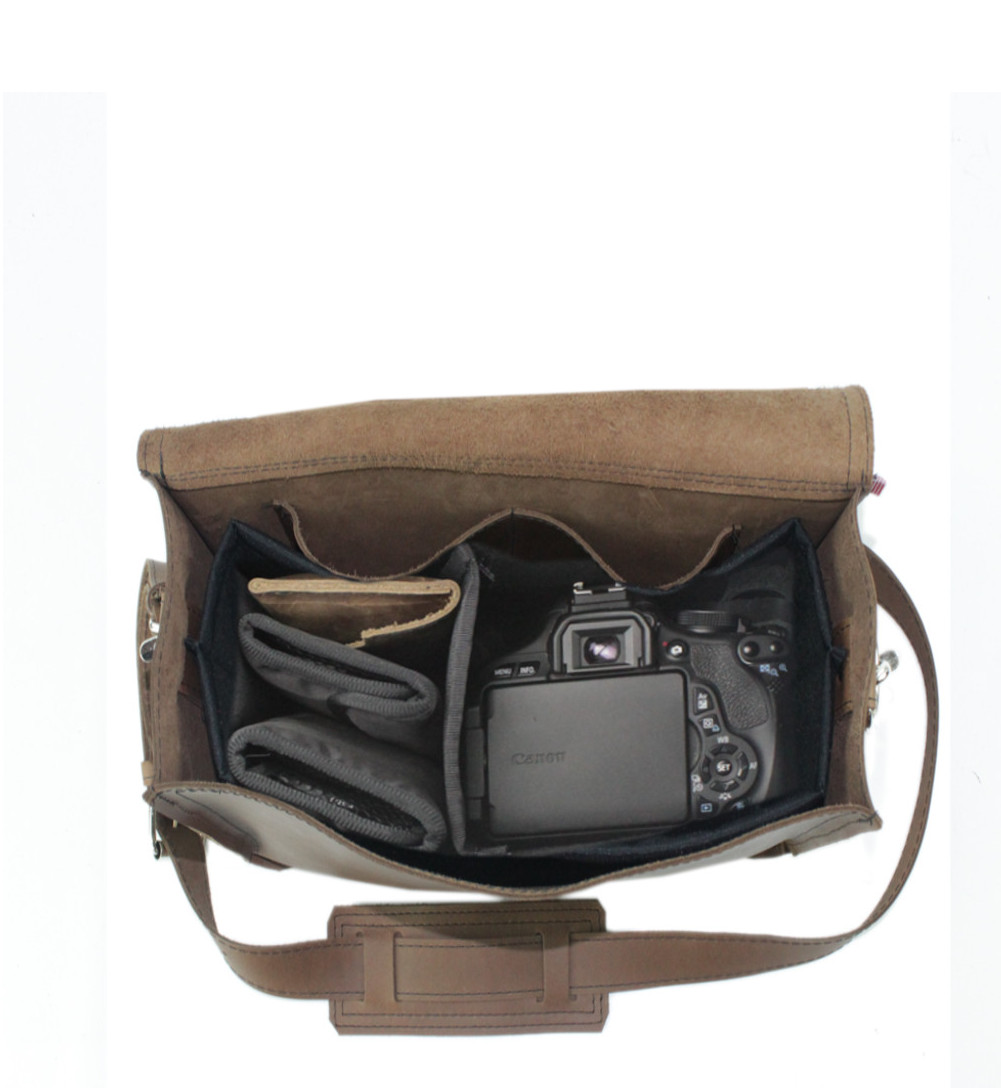 Small Brown Leather Camera Bag: 10 Inch Camera Bag American Made