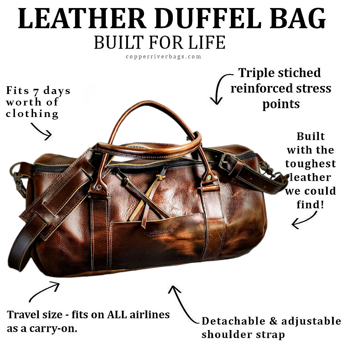 Cappuccino Leather Duffle Bag