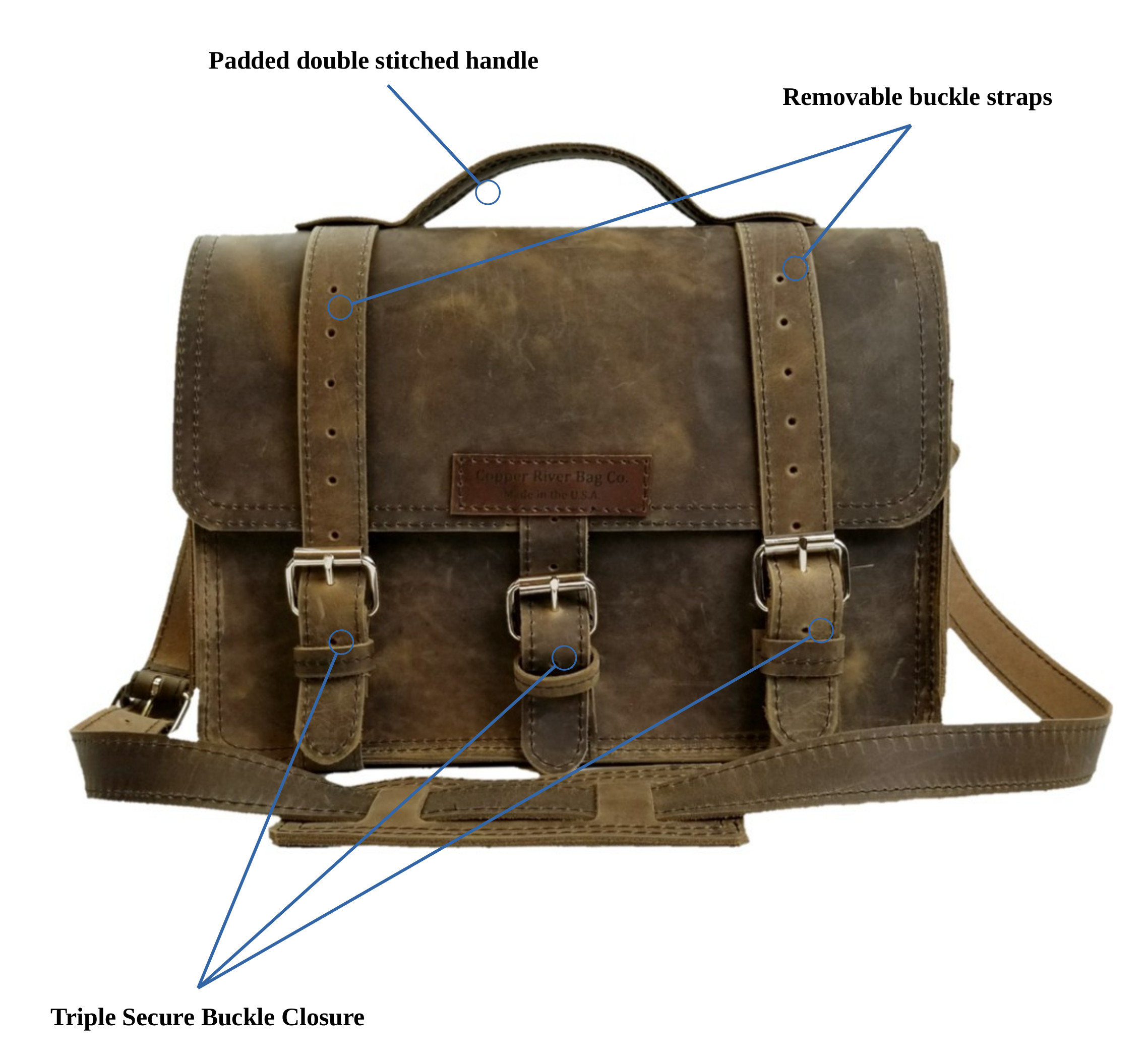 Double Space Briefcase - Large Leather Laptop Messenger Bag